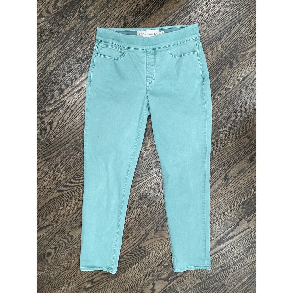 Soft‎ Surroundings Jeans Sz S Jegging Denim Pull On LIGHT GREEN AK92
